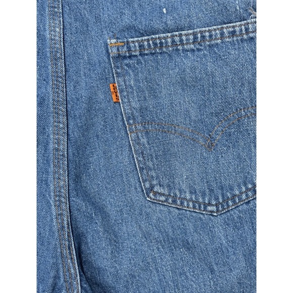 VTG 70s Levis Orange Tab Overalls Womens 28 42 Taron Zip USA Rivets DISTRESSED - Picture 13 of 16